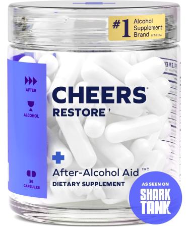 Cheers Restore | Supplement with DHM + L-Cysteine | Feel Better After Drinking & Support Your Liver | 12 Doses | Dihydromyricetin Cysteine Milk Thistle Prickly Pear B-Vitamins Ginger - Buy Online on GoSupps.com