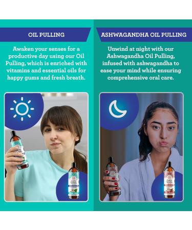 GuruNanda Coconut Oil Pulling and Ashwagandha Oil Pulling Promotes Fresh Breath and Happy Gums 7 Essential Oils & Vitamins for Healthy Teeth & Gums Alcohol-Free - Buy Online on GoSupps.com