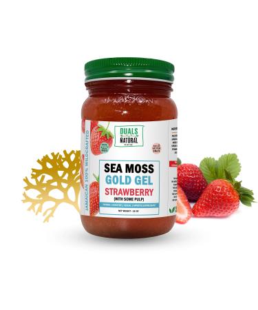Dualspices Wildcrafted Sea Moss Raw With Strawberry (with some pulp) Gel 16 Oz. Pure and Natural - High-Potency Vegan Superfood - Heart, Lung, Gut Health and Immunity Support - Made in the USA