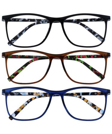 Opulize Unisex Arc Reading Glasses (Pack of 9) +2.50 Diopters Black / Brown / Blue