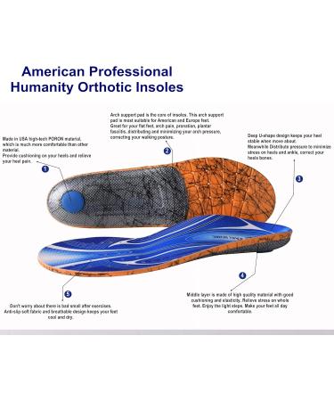 Orthotic Insoles for Flat Feet & Plantar Fasciitis - Arch Supports for Pain Relief | Unisex Blue Size US Men 8.5/Women 10.5 - Buy Online on GoSupps.com