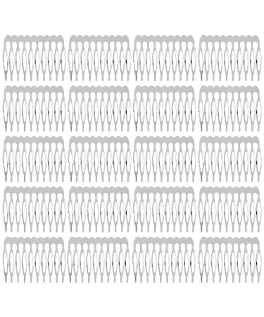 20 Pack Bulk 5 10 Teeth Silver Metal Side Hair Combs Plain Blank Crafting DIY Wire Slide Combs Wedding Bridal Veil Combs Decorative Crowns Headpiece French Twist Clip Bun Hair Accessories for Women 10 Teeth 10 Teeth Silv...