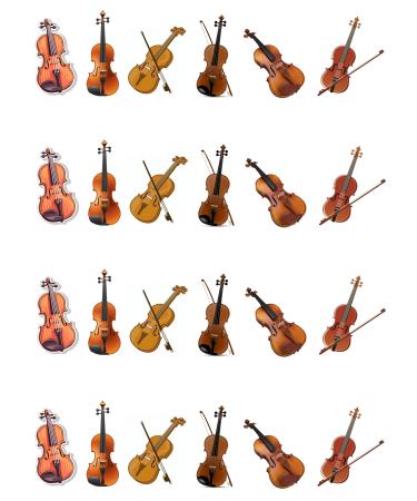 24 Stand Up Violins Musical Instrument Themed Edible Wafer Paper Cake Toppers Decorations