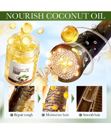 Hair Treatment Serum Coconut Hair Oil Hair Vitamin Serum Oil Capsules Moisturizes and Softens Dry Frizzy and Damaged Hair Nourishing Conditioner - Buy Online on GoSupps.com