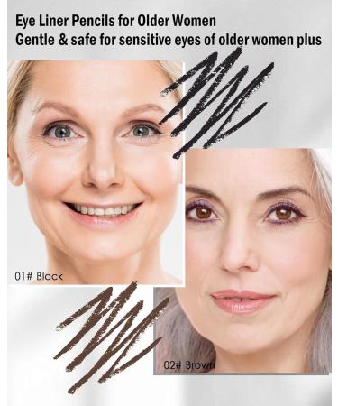 Black & Brown Eye Liner Pencils for Older Women 2 Pcs Matte Cream Retractable Eyeliner Waterline Long Wear Waterproof Smudge-Proof Gel Eyeliner Pencil Built in Sharpener Eye Liner for Sensitive Eyes 01+02# Black+brown - Buy Online on GoSupps.com