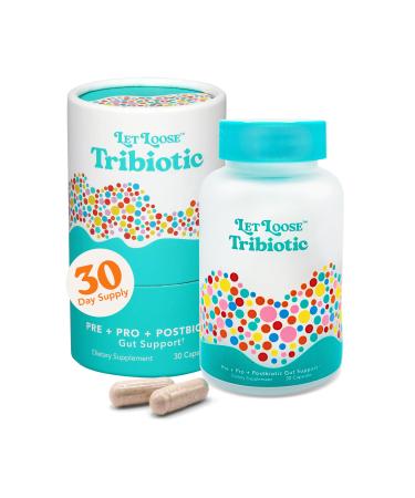 Let Loose Daily Tribiotic Pills - Probiotics Prebiotics and Postbiotics to Feed Your Microbiome and Support Smooth Daily Digestion Gut Health Gut Lining Repair for Women and Men 30 Capsules