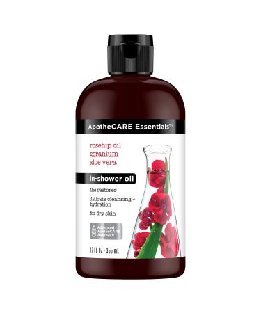 ApotheCARE Essentials The Restorer In-Shower Oil, Rosehip Oil, Geranium, Aloe Vera, 12 oz