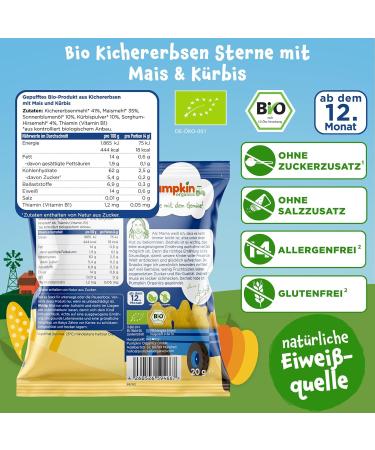 Organic Chickpea Star Snacks for Kids - Allergen-Free & Gluten-Free (8-Pack) | Pumpkin Organics Baby Snacks - Buy Online on GoSupps.com