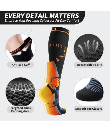 Cambivo Compression Stockings for Women & Men - 15-20 mmHg Support Socks Padded & Breathable Ideal for Sports Travel & Everyday Use - L-XL Black (2 Pairs) - Buy Online on GoSupps.com