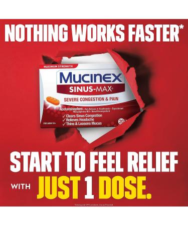 Mucinex Sinus-Max Severe Congestion Relief Caplets - 20 Count - Buy Online on GoSupps.com
