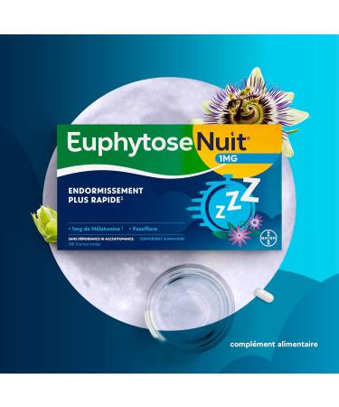 Euphytose Nuit Adult Food Supplement Melatonin 1mg Faster Sleep Passionflower Quality Sleep 30 Tablets + 2 Erasers Blueberry EuphytoseNuit - Buy Online on GoSupps.com