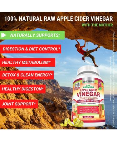Premium Apple Cider Vinegar Capsules 1740mg with Mother - Natural & Raw with Cinnamon, Ginger & Cayenne - 120 Vegan Pills for Detox & Digestion - Buy Online on GoSupps.com