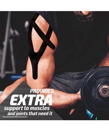 Physix Gear Kinesiology Tape Pro - Waterproof Physio Sports Tape for Pain & Injuries  Pregnancy  Muscle  Knee  Joint Support  Swelling  Strain Relief  Enhanced Blood Circulation (with E-Guide) Black (1 Pack + eGuide) - Buy Online on GoSupps.com