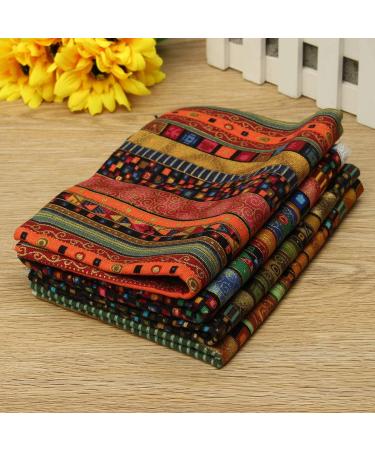 HAPYLY Pack of 4 Assorted Cotton and Hemp Pre-Cut Fat Quarters Quilt Fabric 50x70CM - Multicolor - Buy Online on GoSupps.com