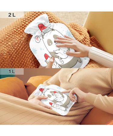 Shop Panda & Cat Christmas Hot Water Bottle - 2L Soft Fleece Cover for Hot & Cold Compresses | International Shipping Available - Buy Online on GoSupps.com