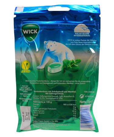 Wick Breath-Free Eucalyptus Cough Candy - Sugar-Free Soothing Relief with Eucalyptus Oil & Menthol - 20 Pack (20 x 72g) - International Shipping - Buy Online on GoSupps.com