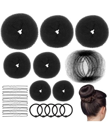 Bekecidi hairstyle help set 7 pieces of dutt pillow donut maker in 4 size with U-shape hairpins hair net and hair tie haardonut hairstyling hairstyle help set for women wedding children (stile2)