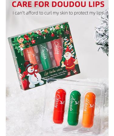 Moily Christmas Gift for Her & Him - 3 Piece Natural Lip Balm Set Fruit Flavored Hydrating Care Green One Size One Size Green - Buy Online on GoSupps.com