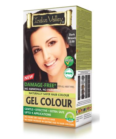 Indus Valley Natural Organic Hair Colour without Damage Gel Hair Colour Ammonia Free Up to 100% Grey Coverage Recommended by Doctors Organic Natural Certified Dark Brown 3.00 (20 g + 200 ml)