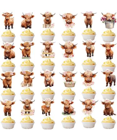 Highland Cow Cupcake Toppers Highland Cow Birthday Party Decorations 48PCS Cow Cupcake Picks Cow Birthday Cake Decorations Highland Cattle Cake Pick for Girls Cow Baby Shower Supplies - Buy Online on GoSupps.com
