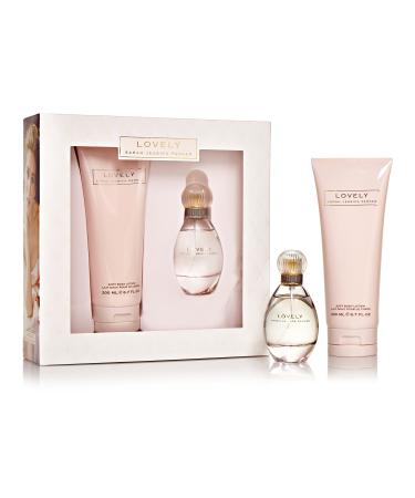 Lovely By SJP Gift Set For Women - Classically Charming Ultra-Glamorous Scent - Silky White Amber Fragrance With Powdery Intimate Notes - Includes Perfume Spray And Body Lotion - 2 Pc