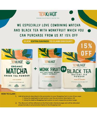 Teaki Hut Organic Matcha Green Tea Powder 5oz - USDA Organic, 100% Pure, Unsweetened & Delicious - Ideal for Smoothies & Lattes - 141 Servings - 5 Ounce Pack - Buy Online on GoSupps.com