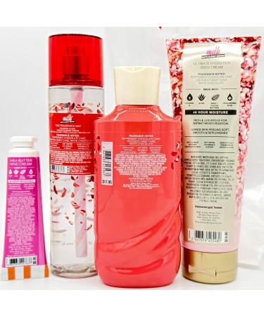 Bath & Body Works Peppermint Bark Truffle 4-Piece Gift Set | Includes: Fine Fragrance Mist Body Wash Ultimate Hydration Body Cream and Snowy Peach Berry Hand Cream - Buy Online on GoSupps.com