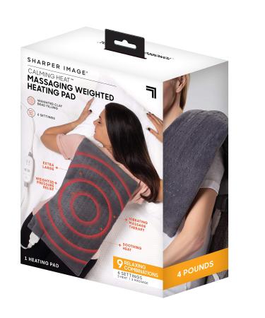 Calming Heat Massaging Weighted Heating Pad by Sharper Image- Weighted Electric Heating Pad with Massaging Vibrations, 6 Settings- 3 Heat, 3 Massage- 9 Relaxing Combinations, 12 x 24, 4 lbs 9 Combinations- 12 x 24, 4 P