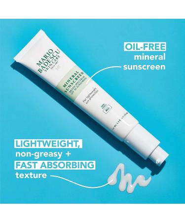 Mario Badescu Mineral Sunscreen SPF 30 | Reef Safe Oil-free Moisturizer with Zinc Oxide & Hyaluronic Acid | 1.5 Fl Oz - Buy Online on GoSupps.com