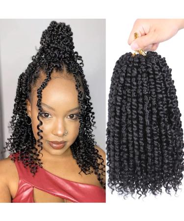 Xtrend 10 Inch 8 Packs Pre Twisted Passion Twist Crochet Hair Natural Black Bohemian Pre-Looped Short Bob Passion Twists Hair Extensions for Women (1b) ... 10 inch (8 Pack) 1b#