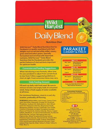 Wild Harvest Daily Blend 2lb - Nutritious Food for Parakeets, Canaries, and Small Birds - Buy Online on GoSupps.com