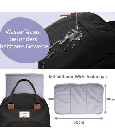 Ruvalino Baby Wrap Backpack | Multifunctional Diaper Bag | Waterproof Reise Backpack | Big Capacity Baby Bag with Diaper Pad (Black) - Ideal for Childcare - Buy Online on GoSupps.com