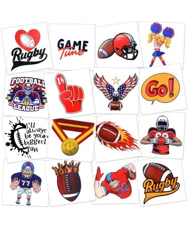 Howaf 100+PCS American Football Temporary Tattoos - Super Bowl Fake Tattoos for Kids & Adults | Rugby Face Stickers for Sports Fans | Waterproof Body Tattoos for Football Events - Buy Online on GoSupps.com