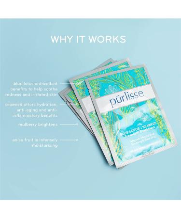 Shop Purlisse Blue Lotus Seaweed Treatment Sheet Masks - 6 Pack | Anti-Aging Hydration - Buy Online on GoSupps.com