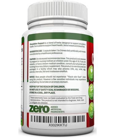Herbal Blood Circulation Support Supplement - Promotes Healthy Blood Flow & Leg Comfort with Hawthorn, Niacin, L-Arginine & More - Buy Online on GoSupps.com