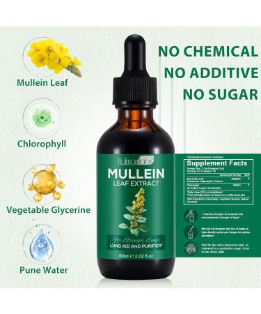 Mullein Leaf Extract for Lungs - Liquid Mullein Leaf Drops 60ml 1 Month Supply High Absorption Vegetarian Supplement & Health - Buy Online on GoSupps.com