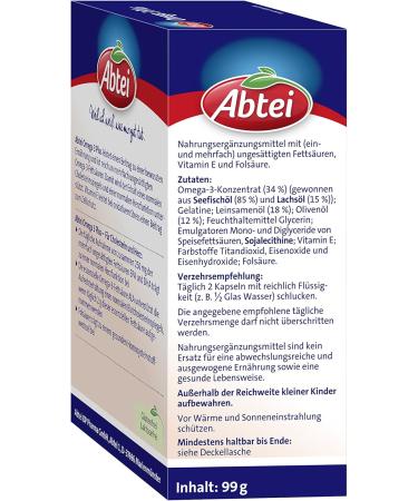 Abbey Omega 3 Plus - Premium Dietary Supplements with Omega-3 Vitamin E & Folic Acid for Heart Health - 60 Capsules - Buy Online on GoSupps.com