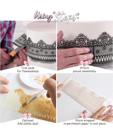 Large Pre-Made Ready to Use Edible Cake Lace Lattice Diamond Scallop 12-inch 10-piece Set Ivory White - Buy Online on GoSupps.com