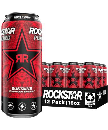 Rockstar Energy Drink Punched Fruit Punch, 16oz Cans (12 Pack) - Buy Online on GoSupps.com