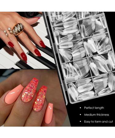 240 Pieces Half-Matte Nail Tips - Pre-Shaped Gelly Nails in 12 Sizes for Medium Coffin & Almond Shapes - International Shipping Available - Buy Online on GoSupps.com