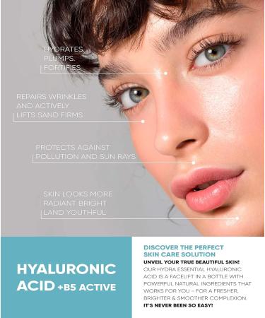Hyaluronic Acid Serum - Skincare Moisturiser with Vitamin B5 and Aloe Vera - Face Moisturiser to Plump Hydrate and Smooth Skin for Women and Men All Skin Types 30ml - Buy Online on GoSupps.com