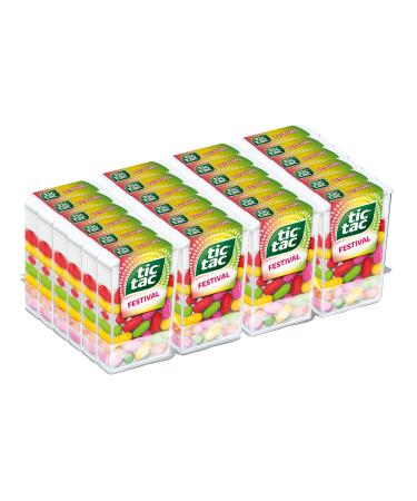 TicTac Festival - Bonbons sucr s aux fruits - Cerise Fruit de la Passion Citron Fraise-Menthe Citron Vert - Format de Poche - 24 boites x 18g