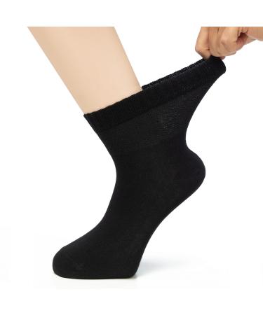 Men Bamboo Loose Diabetic Ankle Socks Soft Seamless Toe & Non Binding Socks Healty 4 Pairs & 1 Pair 11-13 Black