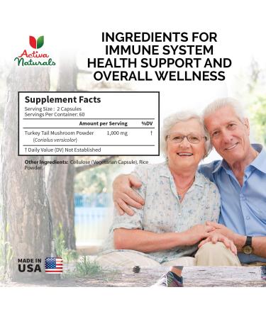 Activa Naturals Turkey Tail Mushroom Supplement - 120 Veg. Capsules - Buy Online on GoSupps.com