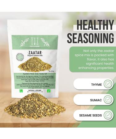 Premium Lebanese Zaatar Spice Blend with Toasted Sesame Seeds, Dried Thyme, and Sumac | Versatile Seasoning for Steak, Bagels, Dips | Low Sodium Organic Spices | 2oz Pack - Buy Online on GoSupps.com