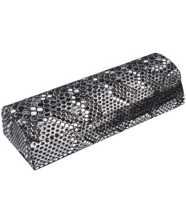 Stylish genuine leather glasses case with magnetic closure in shiny snake look (silver)