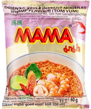 Mama Tom Yum Shrimp Noodles 60g Pack of 15 - Delicious Thai Flavors Hot & Spicy Noodles w/ Shrimp Tom Yum Soup Base No Trans Fat w/ Fewer Calories Than Deep Fried Noodles - Buy Online on GoSupps.com