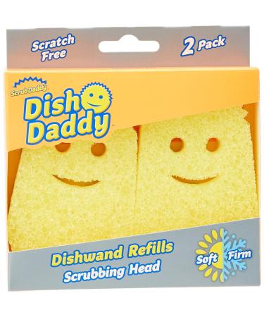 Scrub Daddy Dish Daddy Dish Wand Replacement Head Refill Compatible with Soap Dispensing Dish Brush Texture Changing Washing Up Sponge With Liquid Handle and Built-in Scraper - x2 Refill Heads - Buy Online on GoSupps.com