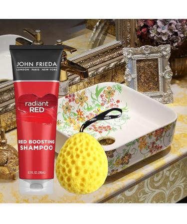 John Frieda Radiant Red Boosting Shampoo 8.3 Oz - Color Enhancing Shampoo with Pomegranate & Vitamin E Bundle with Bath Sponge (Pack of 4) - Shop Internationally - Buy Online on GoSupps.com