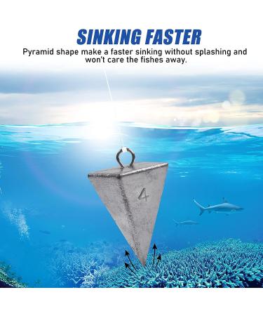 Pyramid Fishing Sinker Weights - Tangle-Free Bulk Fishing Weights (1oz-8oz) - 4pcs - Buy Online on GoSupps.com